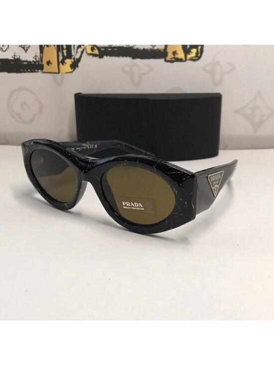 NEW AUTHENTIC PRAD PR 20ZS Women’s Sunglasses – Black Yellow Marble / Dark Brown main image 8